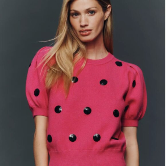 English Factory Sweaters - English Factory Puff-Sleeve Crew-Neck Sweater